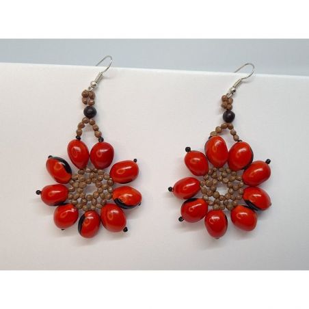 Aretes De Semilla Etse Rojo Flor