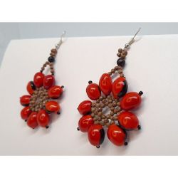 Aretes De Semilla Etse Rojo Flor